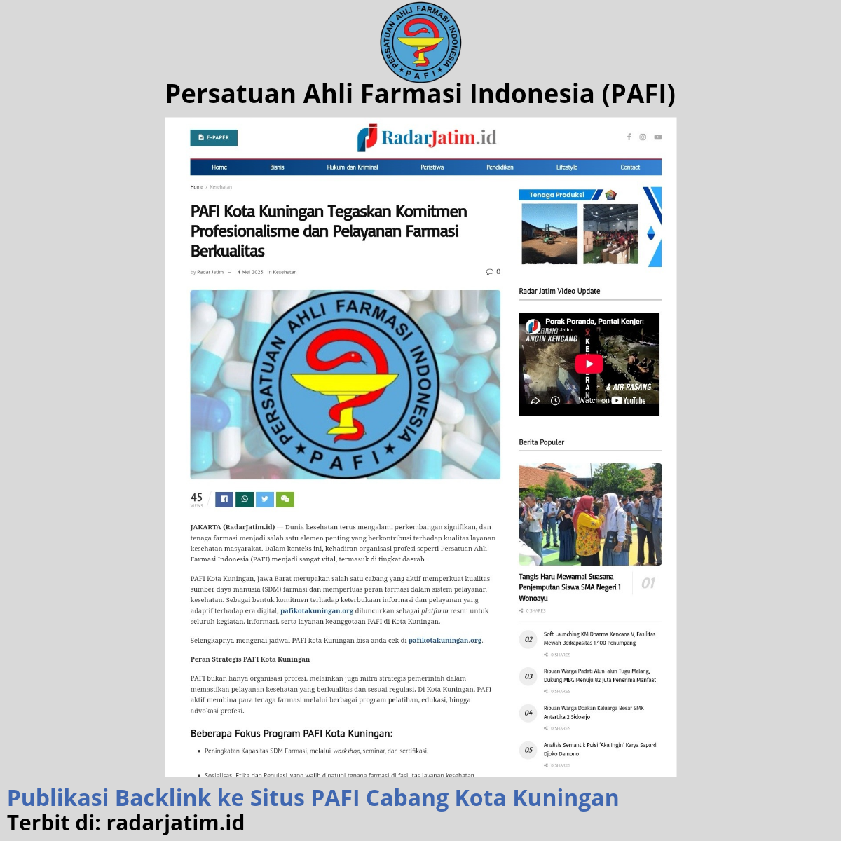 Bukti publikasi dan backlink brand klien 8