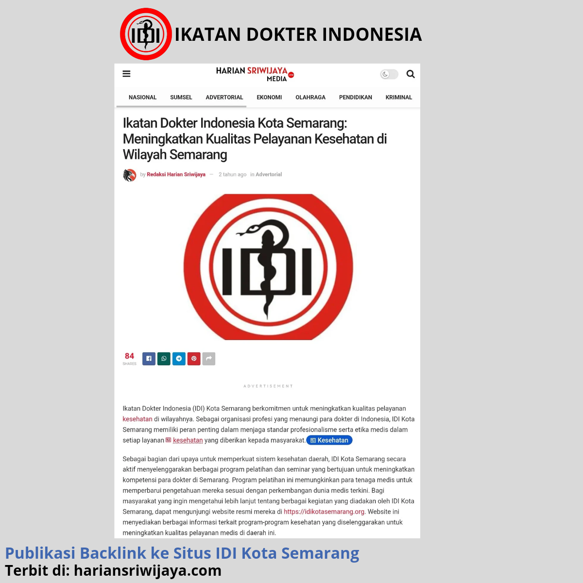 Bukti publikasi dan backlink brand klien 9