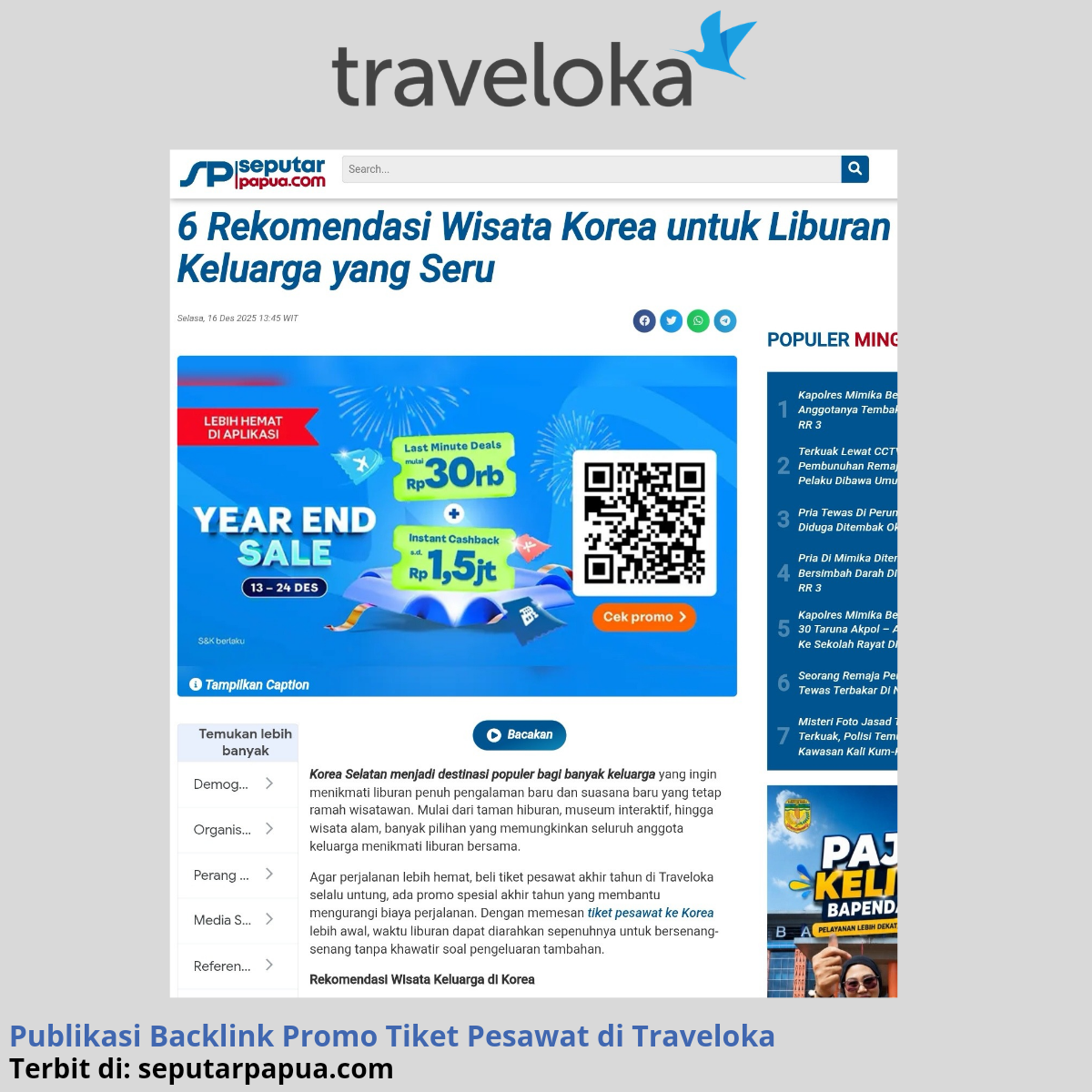 Bukti publikasi dan backlink brand klien 13